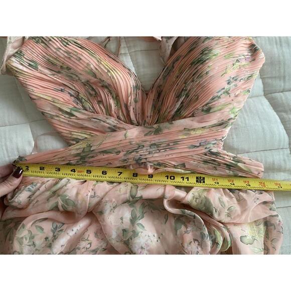 Mac Duggal - Women’s Tiered Pink Floral Chiffon Gown, cutout back, size 10 - Picture 13 of 13